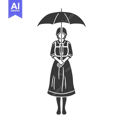 Woman Standing Under an Umbrella