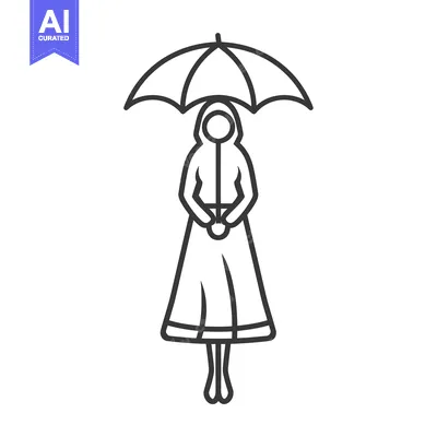 Woman Standing Under Umbrella in Raincoat
