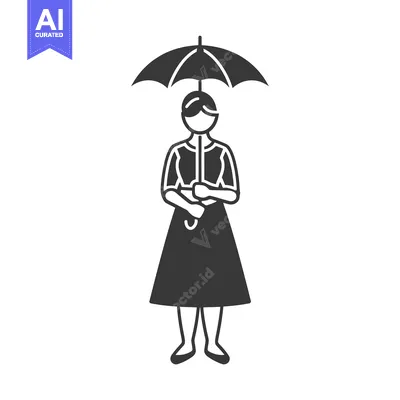 Woman Standing Under Umbrella Silhouette