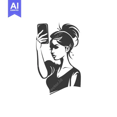 Aset desain premium: Woman Taking a Selfie with a Smartphone
