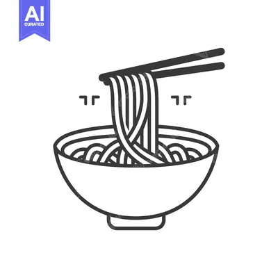 Aset desain premium: A bowl of noodles with chopsticks and steam rising from the top