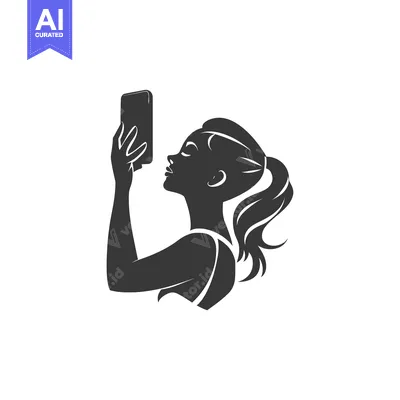 Woman Taking Selfie With Smartphone In Silhouette