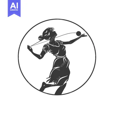 Woman Throwing a Ball in a Circular Frame