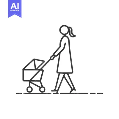 Woman Walking with a Baby Stroller