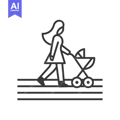 Woman walking with a baby stroller on a sidewalk