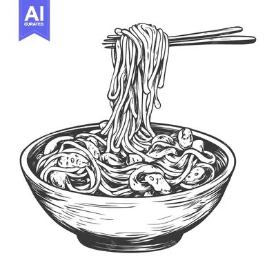Popular premium asset: A Bowl of Noodles with Chopsticks Holding a Strand