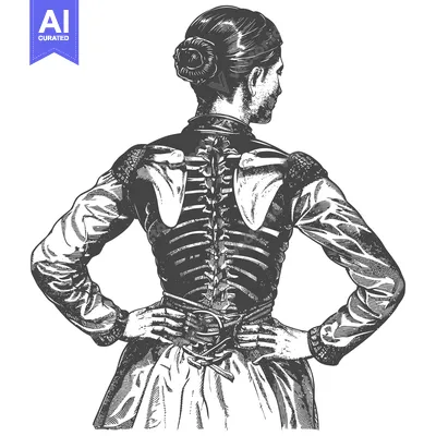 Woman Wearing a Corset With a Detailed Anatomical Spine Design