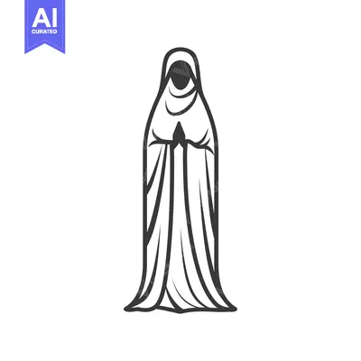 Woman Wearing a Long Robe with Her Hands Clasped in Prayer