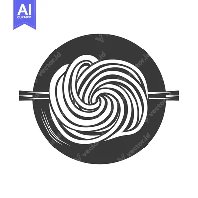 Aset premium populer: A bowl of noodles with chopsticks on a white background