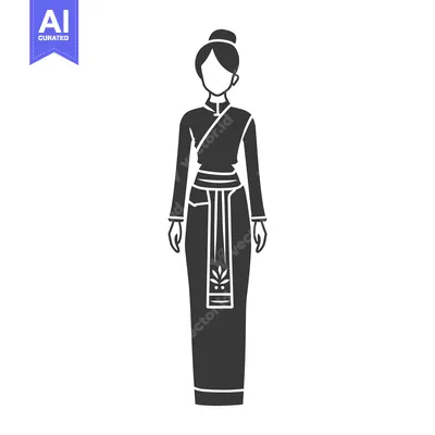 Woman wearing a traditional long dress with a sash