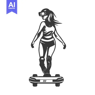 Woman Wearing VR Headset Riding a Hoverboard