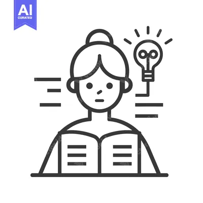 Woman with a Book and a Lightbulb Above Her Head