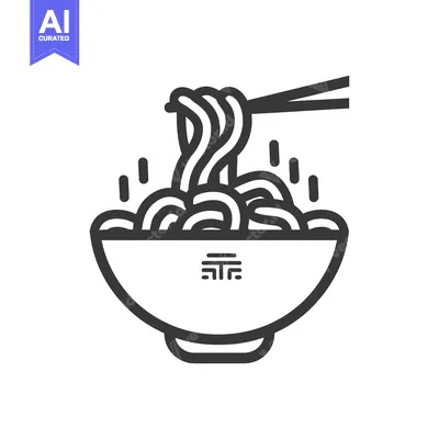 Aset premium populer: A bowl of noodles with chopsticks picking up a strand