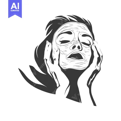 Woman with a Face Mask, Hands on Cheeks, Eyes Closed