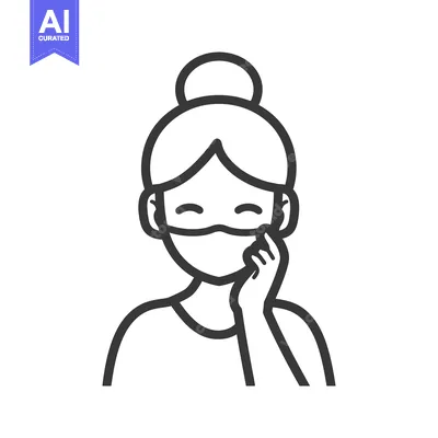 Woman with bun wearing a mask and touching her cheek
