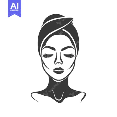 Aset desain premium: Woman with closed eyes and towel on her head
