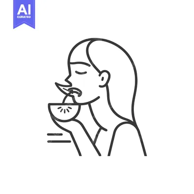 Woman with Closed Eyes Holding a Slice of Fruit