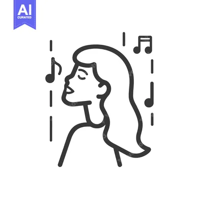 Woman with closed eyes listening to music notes