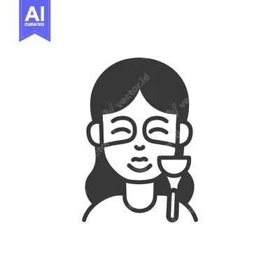 Aset desain premium: Woman with closed eyes wearing a face mask and holding a makeup brush