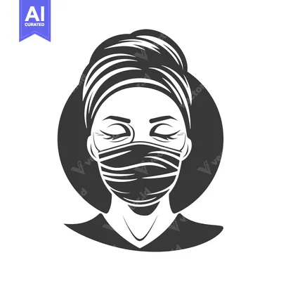 Woman with Closed Eyes Wearing a Protective Face Mask