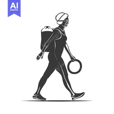 Woman with Diving Gear and a Ring Walking