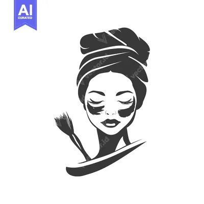 Woman with eye mask and brush for beauty treatment