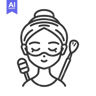Woman with Eye Mask and Makeup Brushes