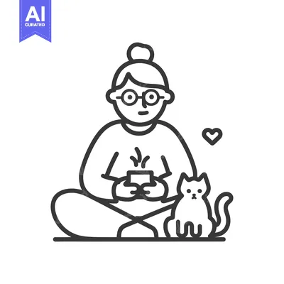 Woman with Glasses Sitting in Lotus Position Holding a Cup of Tea with