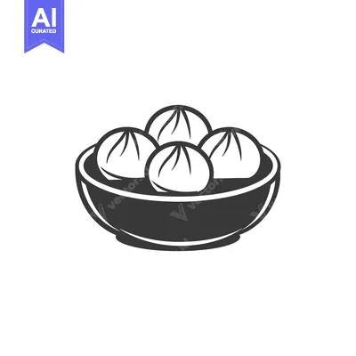 Aset desain premium: A Bowl of Steamed Buns with Pleated Tops