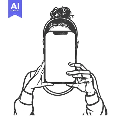 Woman with Hair Bun Holding a Smartphone with Blank Screen
