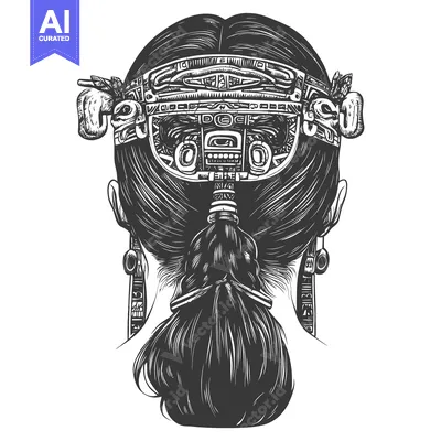 Woman with intricate hair ornament and long ponytail