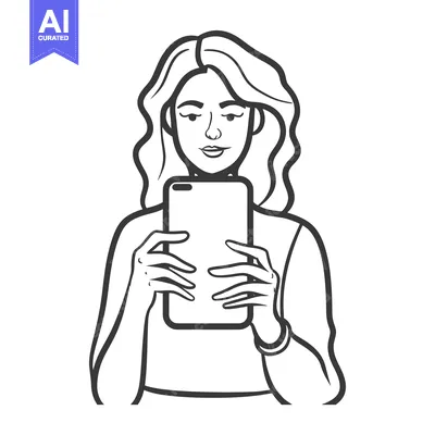 Aset premium populer: Woman with Long Hair Holding a Smartphone