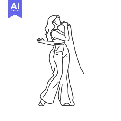 Aset premium populer: Woman with long hair singing into a microphone