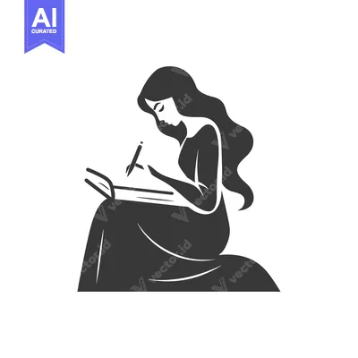Woman with Long Hair Writing in a Notebook