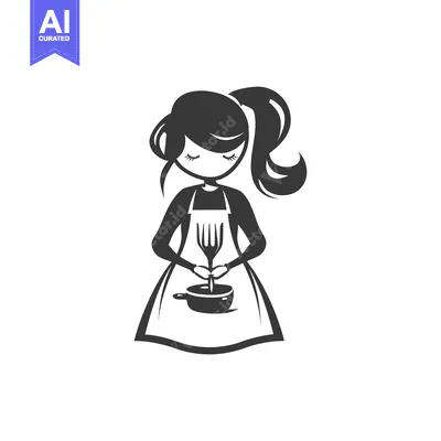 Woman with ponytail holding fork over pot