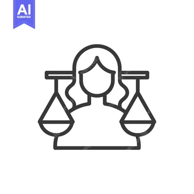 Woman with scales of justice on either side of her head