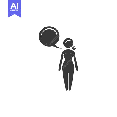 Woman with Speech Bubble and Simple Silhouette