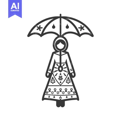 Woman with Umbrella and Traditional Dress