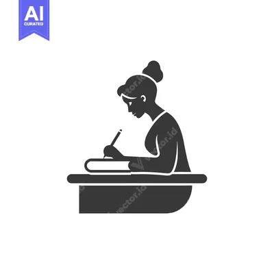 Woman writing at a desk with a pencil