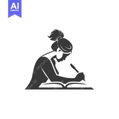 Woman Writing in a Book with a Pen