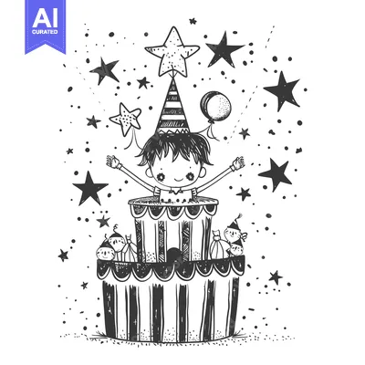 A Boy Celebrating His Birthday With A Cake And Stars