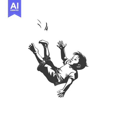A Boy Falling With His Arms Outstretched and Legs Extended