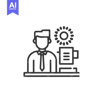Minimalist Line Art: Businessman, Virus, and Computer Icon
