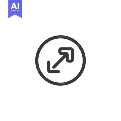 Expand Icon in Circle, Black Outline on White Background, Simple Desig