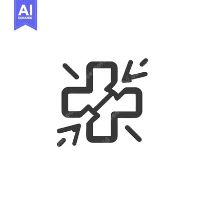 Broken Medical Cross Symbol with Arrows, Healthcare Crisis Concept