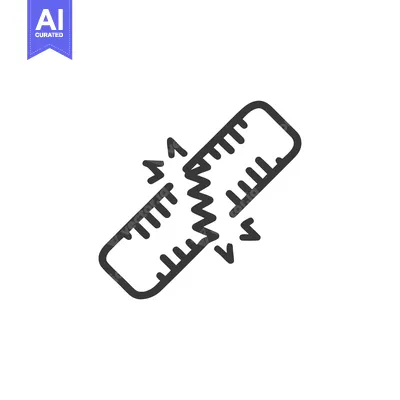 Broken Ruler Icon: Measurement Failure, Precision Lost, Damaged Tool S