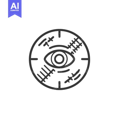 Abstract Eye Icon with Crosshair Design, Minimalist Style, Surveillanc