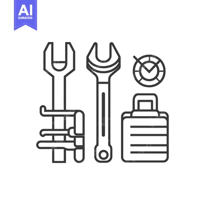 Wrench, Toolbox, Checklist, and Cogwheel Icon Set