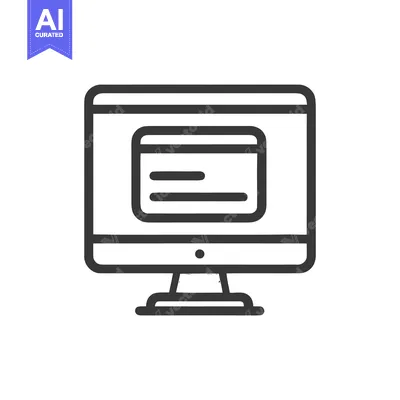 Minimalist Computer Icon with Credit Card Displayed on Screen, Outline