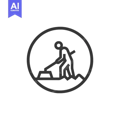 Minimalist Icon of a Farmer Plowing Field in Circle